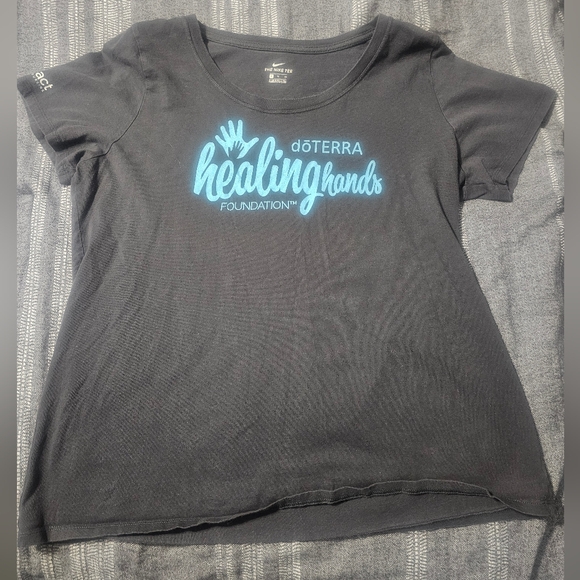 Nike Black Tee with Light Blue Graphic - Picture 1 of 7